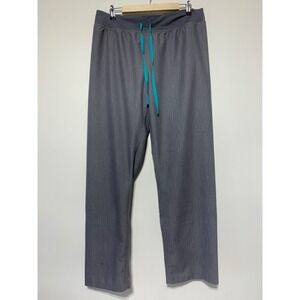 Figs Livingston Graphite Pants with Teal Drawstring
